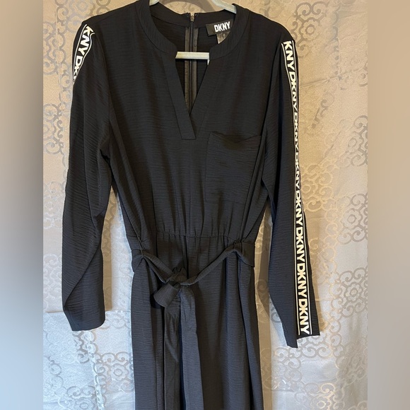 DKNY Black Long Sleeve Dress with Logo Detail DKNY Black Long Sleeve Dress with Logo Detail